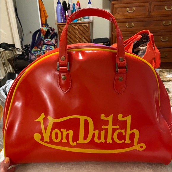 Von Dutch Vibrant Red and Yellow Travel Bag - Picture 2 of 5